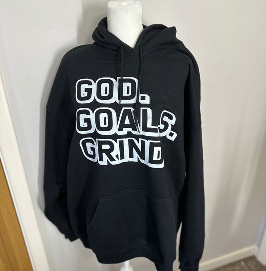 God. Goals. Grind. Black Hoodie