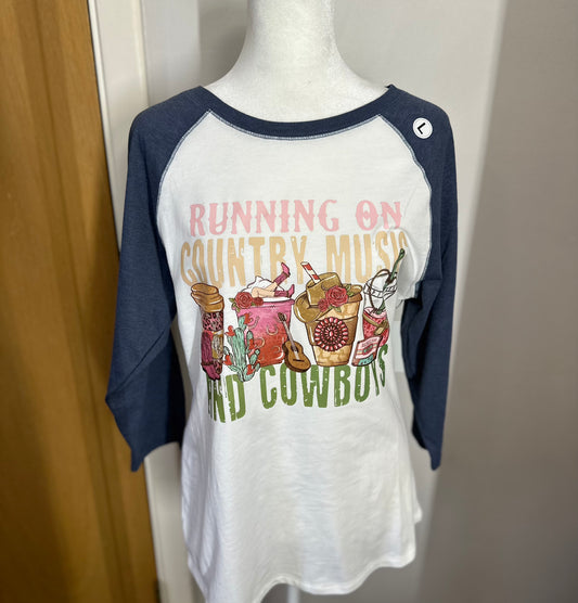 Running on Country Music & Cowboys baseball Tee